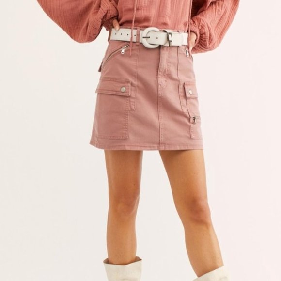 Free People Dusty Lilac Avenue Denim Mini Skirt 29 - Picture 3 of 13